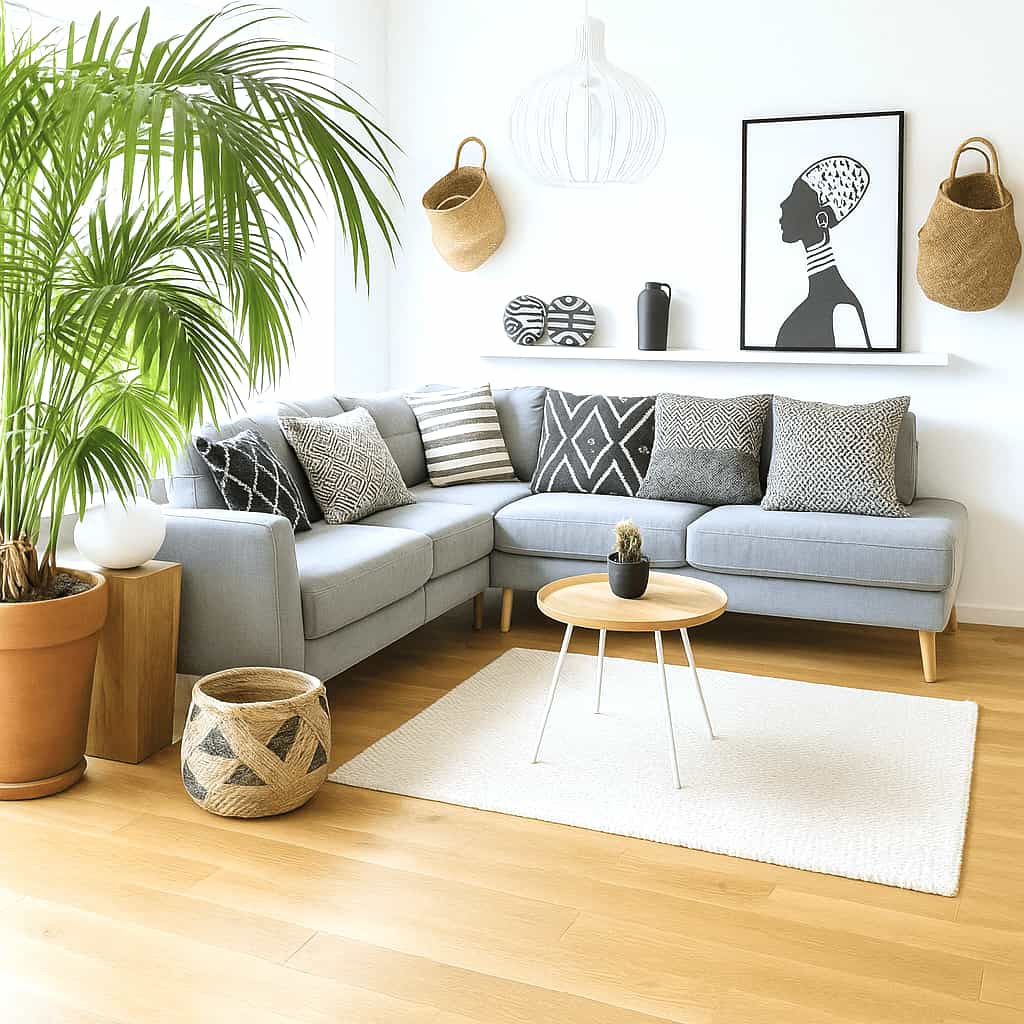 Parlor Palm (Chamaedorea elegans) - Indoor Plants safe for cats Parlor Palm (Chamaedorea elegans) in a terracotta pot placed in a bright living room with modern Boho decor and natural textures.