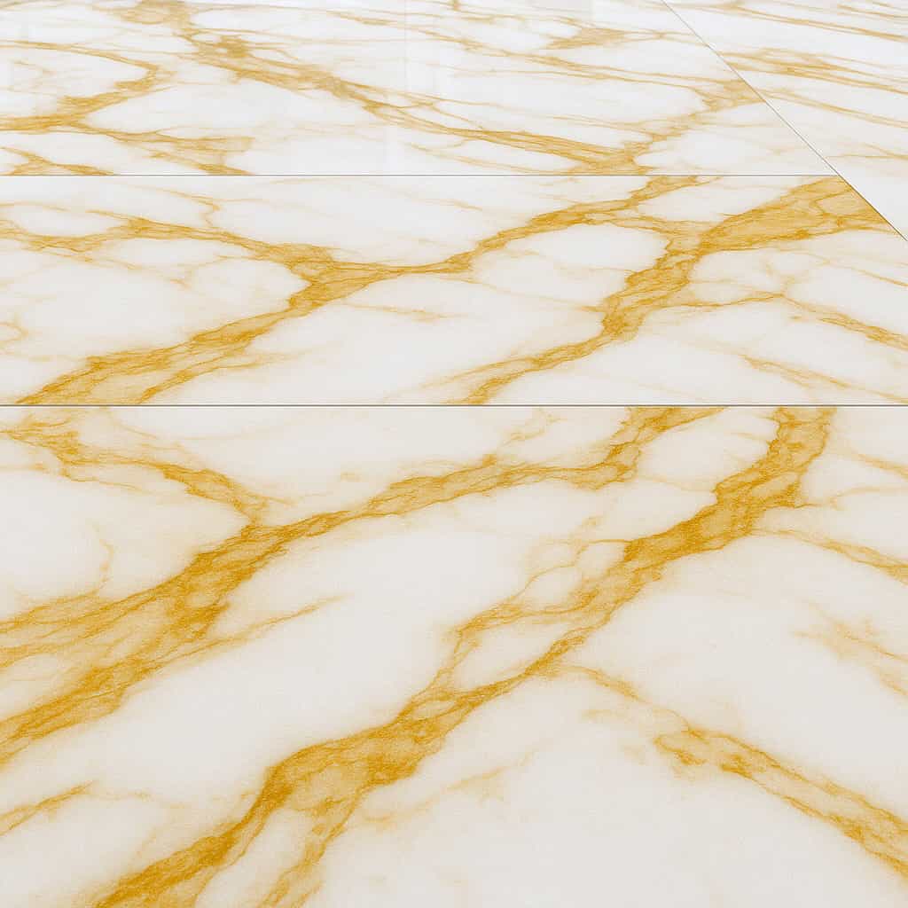 Gold-veined marble effect tiles for luxury flooring