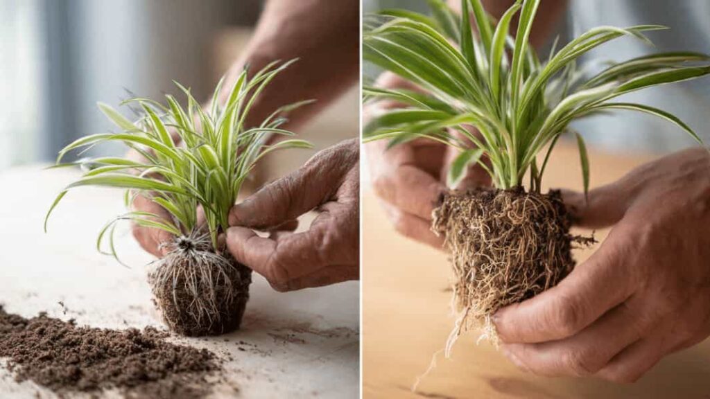 spider plant propagation methods pups vs root division comparison