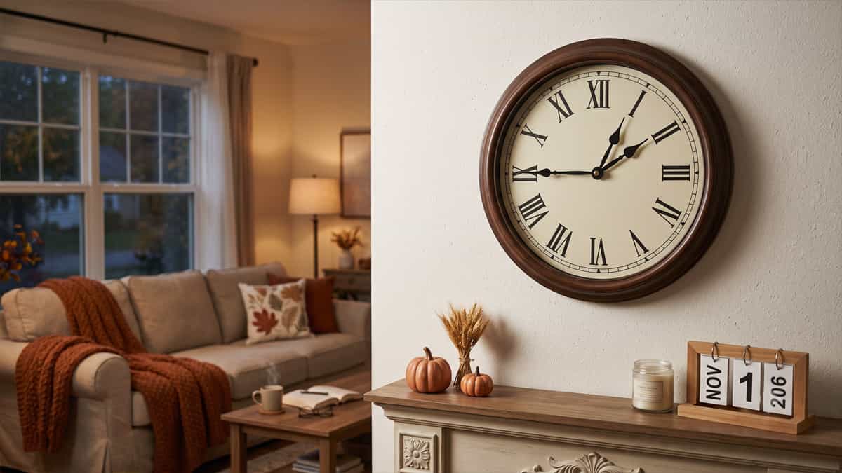 2026 clock fall back date showing clocks moving from 2 AM to 1 AM